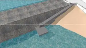 Recreació de com quedarà la passarel·la d'accés al mar al Molinet