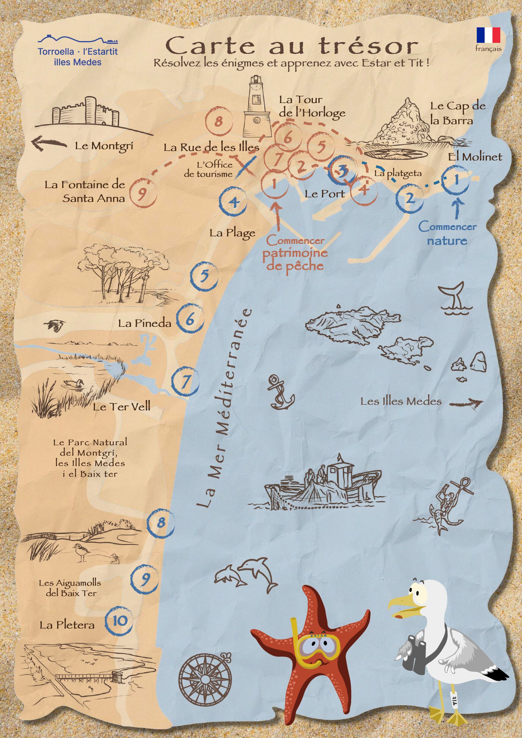 Carte au trésor. Résolvez les énigmes et apprenez avec Estar et Tit!