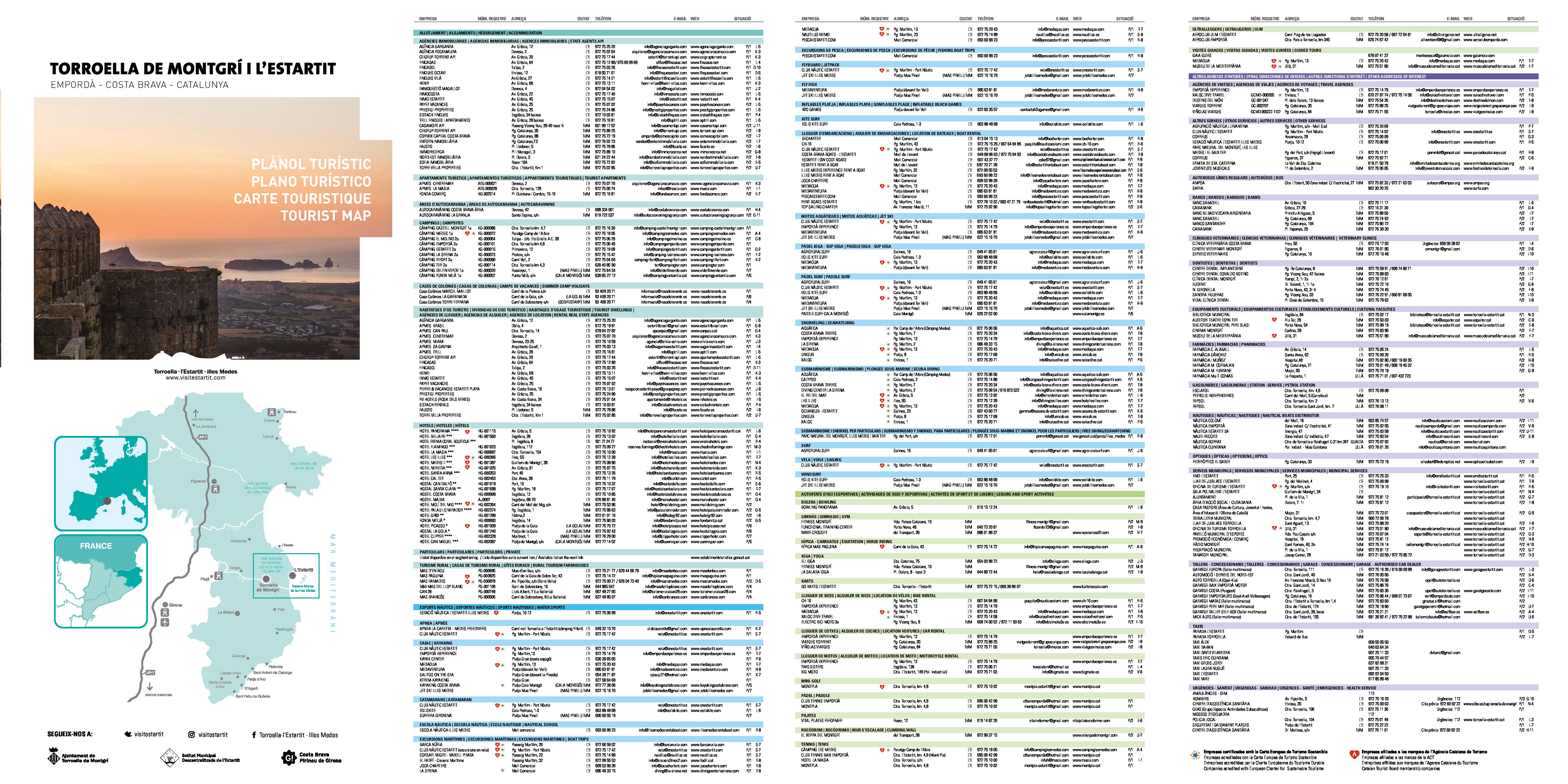 Carte offre touristique Torroella de Montgrí et l'Estartit